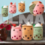 Мягкая игрушка подушка обнимашка Boba Боба 50 см пузырьковый чай бежевая 